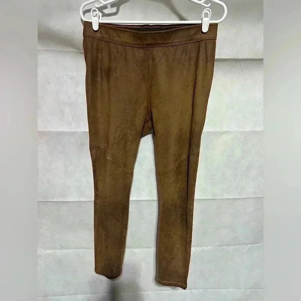 Free People Women’s Brown Faux Suede Leather Leggings Pants Stretch Sz 28 NWOT!